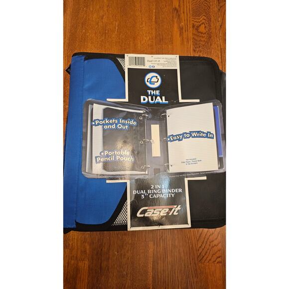New Case It  Case-it The Dual 2 In-1 Ring Binder 3” Capacity Blue and Black New - Picture 1 of 2